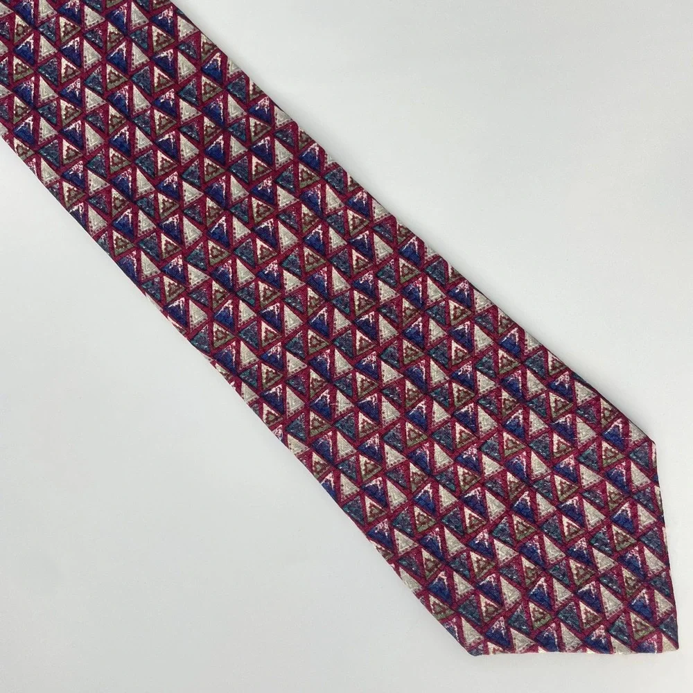 Christian Dior Monsieur Silk Tie Vintage Abstract Triangle Print Geometric Retro